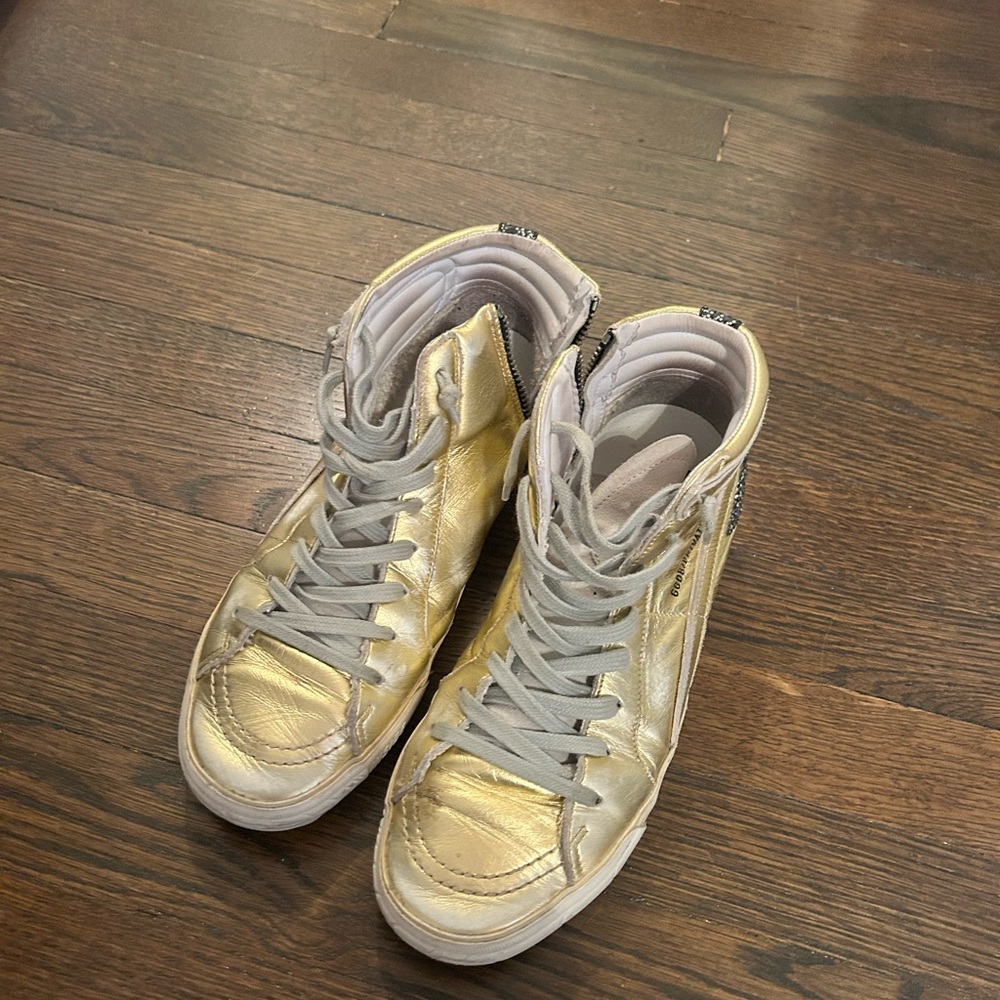 Golden Goose Gold High-Top Sneakers